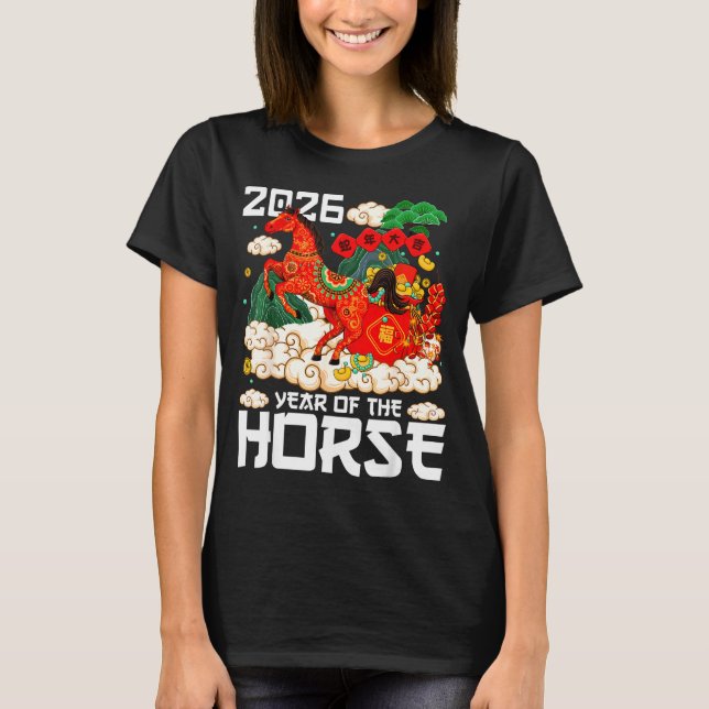 Camiseta Year Of The Horse 2026 Happy Chinese Lunar New Yea (Frente)