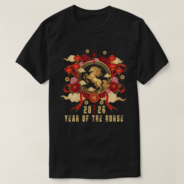 Camiseta Year of The Horse 2026 Lunar Chinese New Year (Frente do Design)