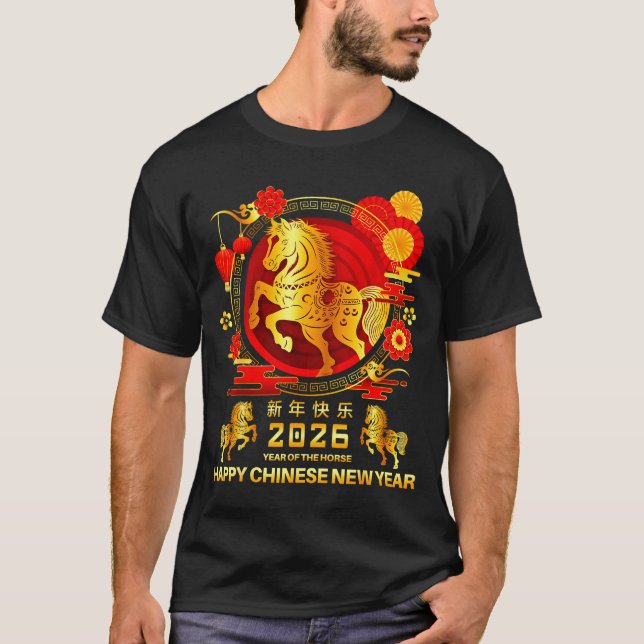 Camiseta Year Of The Horse 2026 Lunar Chinese New Year Men  (Frente)