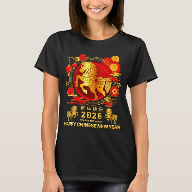 Camiseta Year Of The Horse 2026 Lunar Chinese New Year Men  (Frente)