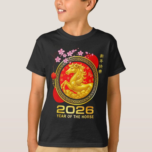 Camiseta Year Of The Horse 2026 Lunar New Year Chinese Men  (Frente)