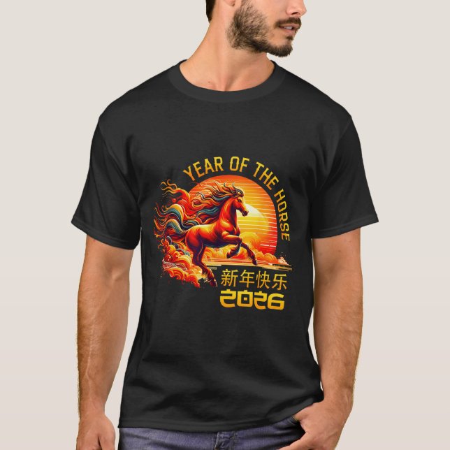 Camiseta Year Of The Horse Chinese Lunar New Year 2026 Fire (Frente)