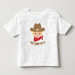 Camiseta Yee Haw, Cute Little Cowboy está com 3 anos