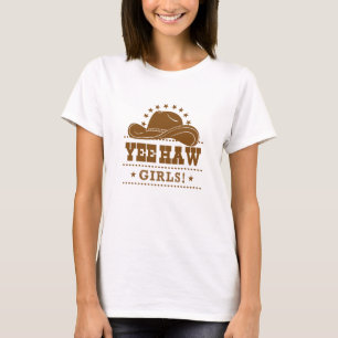 Camiseta Yee Haw Girls Cowgirl Hat Design