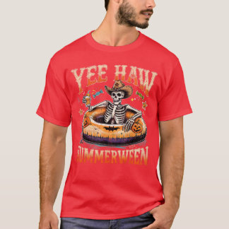 Camiseta Yee Haw Summerween Cowboy Esqueleto Ocidental Hall