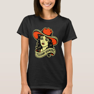 Camiseta Yeehaw Hombre Cowgirl Tatuagem Retro Ocidental Fem