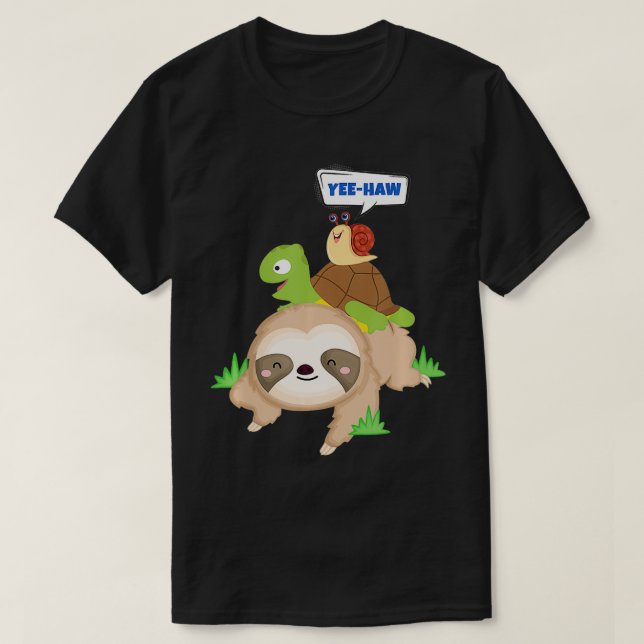 Camiseta YeeHaw Sloth Turtel e Snail (Frente do Design)