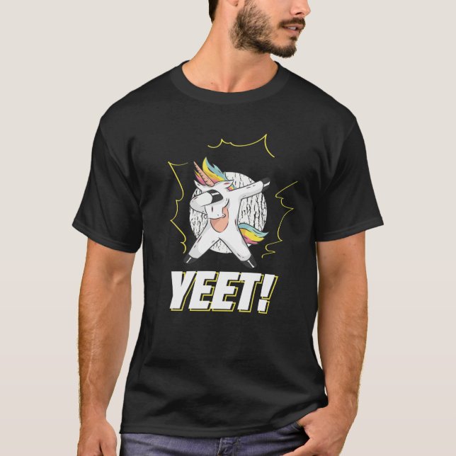 Camiseta Yeet Dabber Unicorn , Dançarino Engraçado Fantasy (Frente)