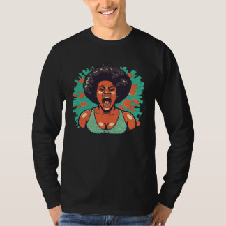 Camiseta Yelling African American Woman Afro Black Pride & 