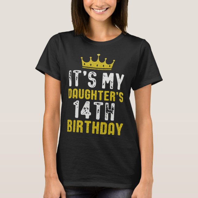 Camiseta Yellow Crown 14th Bday For Daughter From Mom Dad (Frente)
