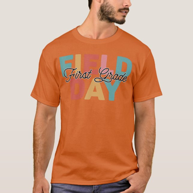 Camiseta Yellow Field Day 1st First Grade school teacher ki (Frente)