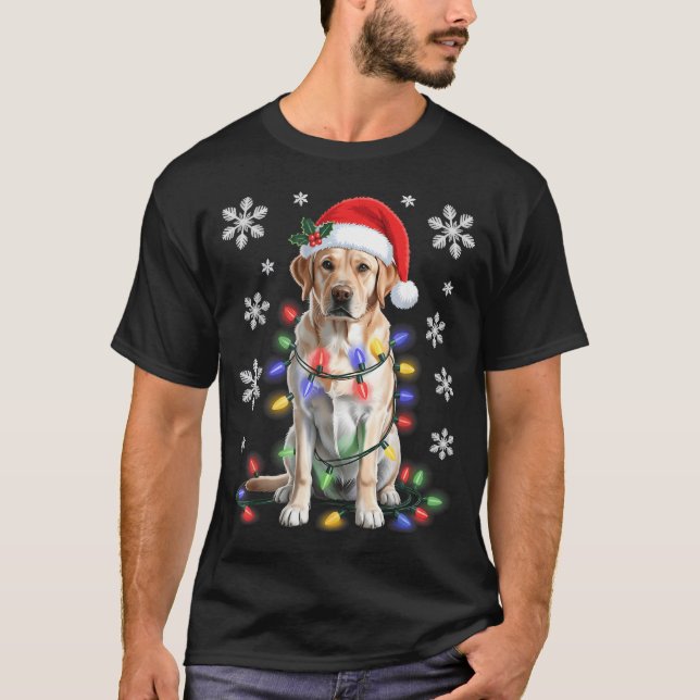 Camiseta Yellow Labrador Retriever Christmas Tree Light Paj (Frente)