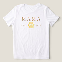 Camiseta Yellow Mama Gingham Paw Print Birthday