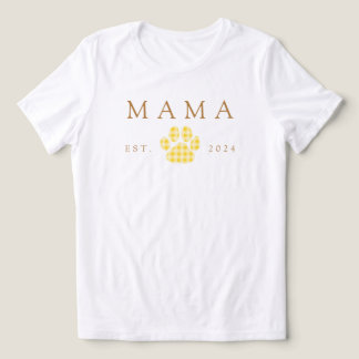Camiseta Yellow Mama Gingham Paw Print Birthday