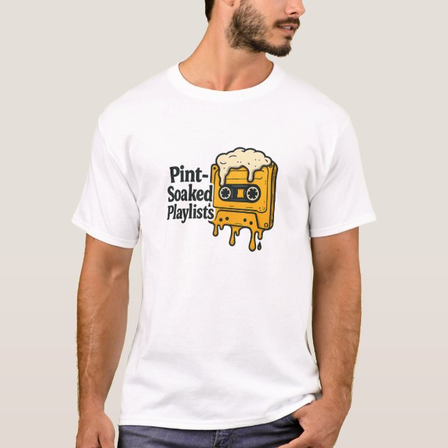 Camiseta Yellow Melting Beer Cassette Music Quote (Frente)