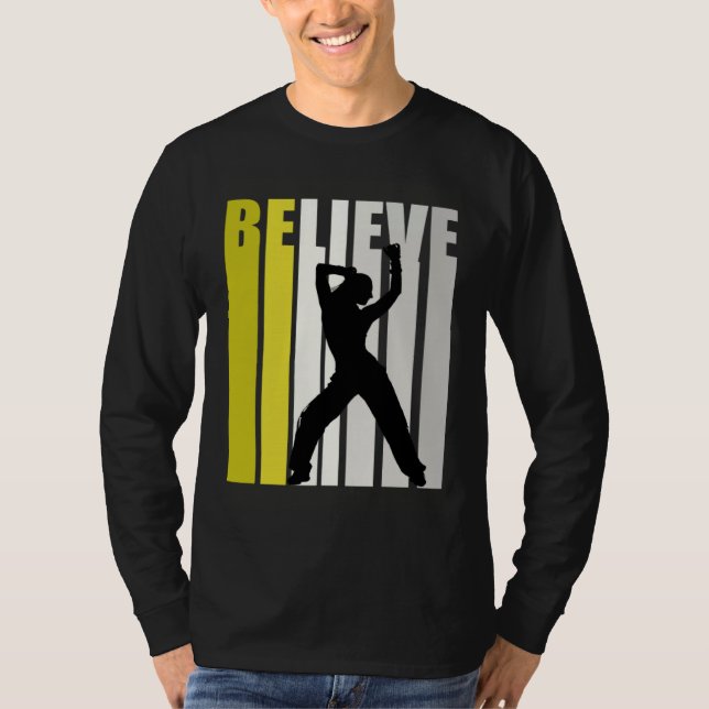 Camiseta Yellow Retro Womens Believe Dance Motivational Ins (Frente)