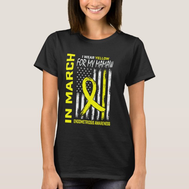 Camiseta Yellow Ribbon Endometriosis Awareness Mamaw Americ (Frente)