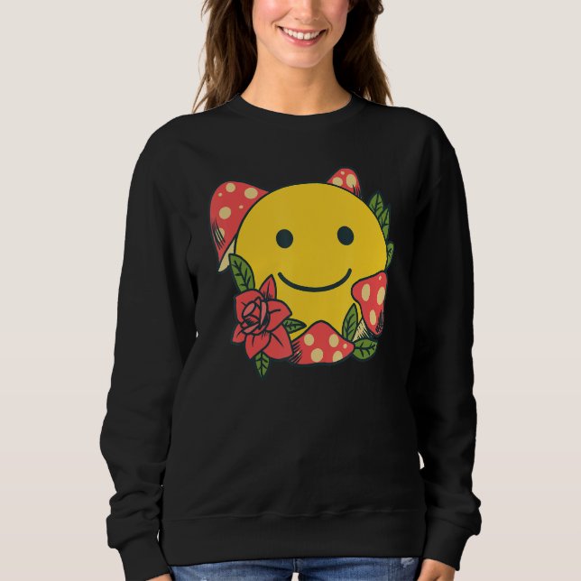 Camiseta Yellow Smile   Smiling Face Cute Mushroom Rose Flo (Frente)