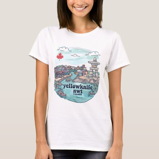 Camiseta Yellowknife NWT Canadá Céu Pastel Fofo (Frente)