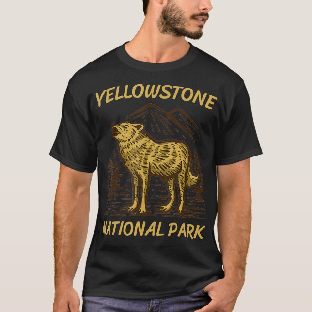 Camiseta Yellowstone National Park Cinza Wolf Vintage (Frente)