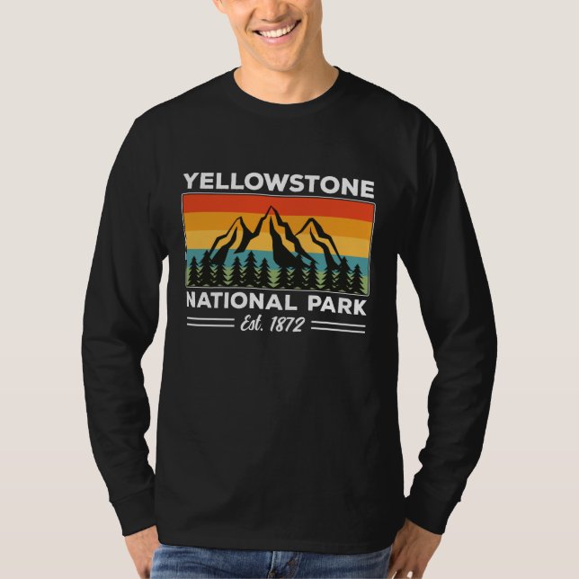 Camiseta Yellowstone National Park Hiking Camping Retro (Frente)