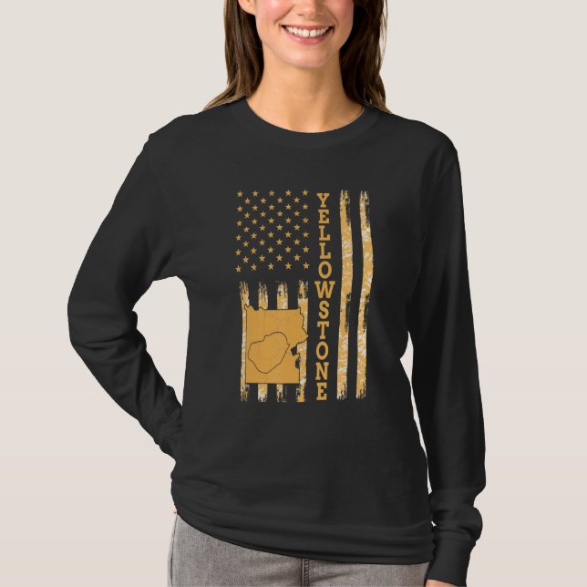 Camiseta Yellowstone National Park Map America Flag (Frente)