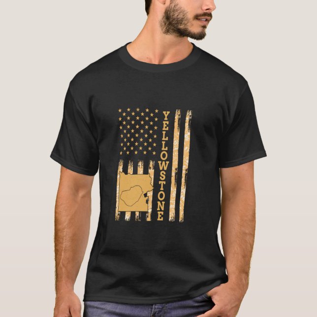 Camiseta Yellowstone National Park Map America Flag (Frente)