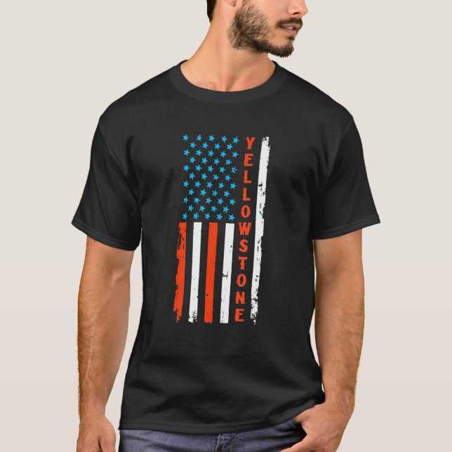 Camiseta Yellowstone National Park Map American Usa Flag (Frente)