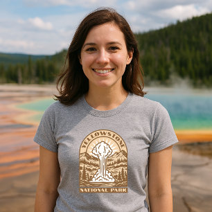 Camiseta Yellowstone National Park Retro Art Deco