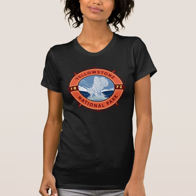 Camiseta Yellowstone National Park Retro Compass Emblem (Frente)