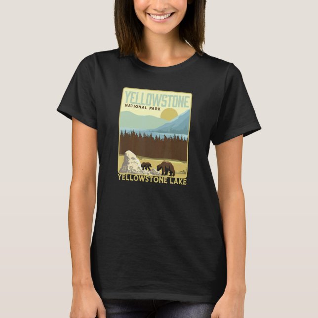 Camiseta Yellowstone National Park Yellowstone Lake & Bears (Frente)