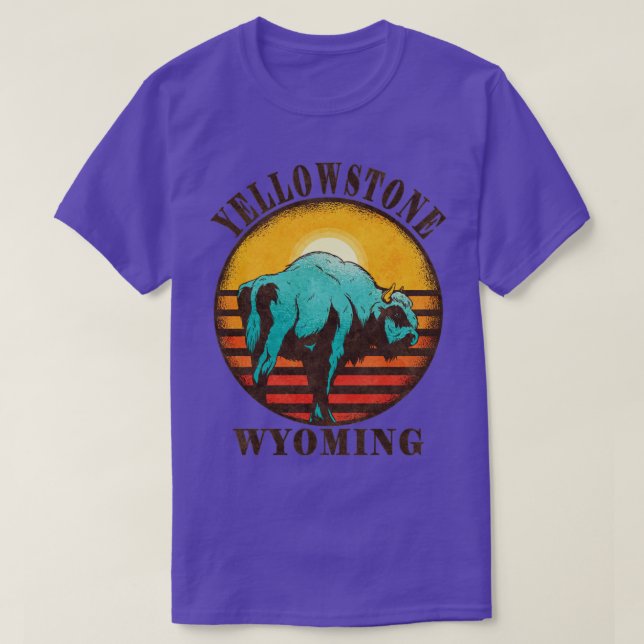 Camiseta Yellowstone US National Park Wyoming Bison Hiking (Frente do Design)