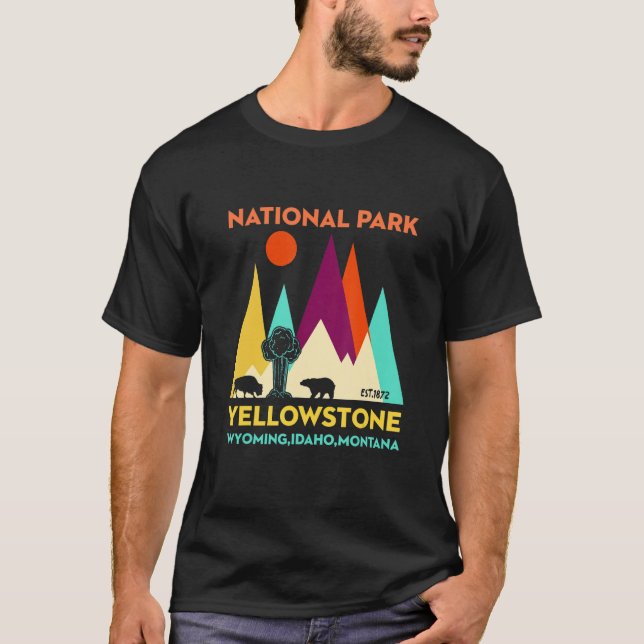 Camiseta Yellowstone Wyoming, EUA, National Park Family Vac (Frente)
