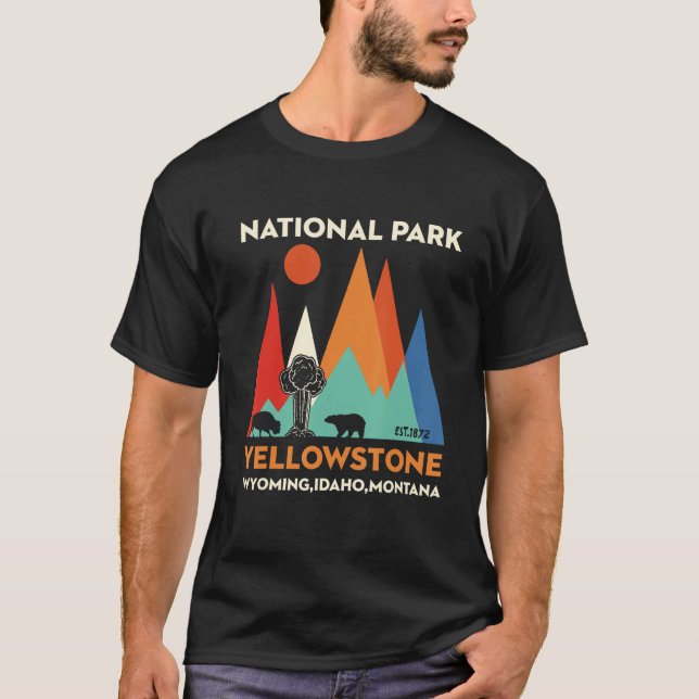 Camiseta Yellowstone Wyoming, EUA, National Park Family Vac (Frente)