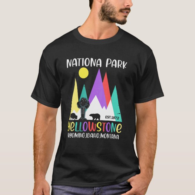 Camiseta Yellowstone Wyoming US National Park Family Vacati (Frente)