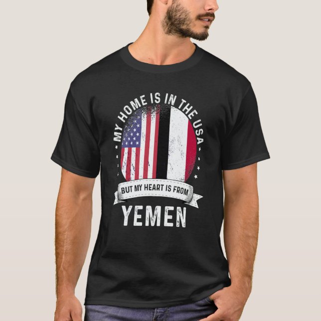 Camiseta Yemeni American Patriot Grown Proud Home USA Flags (Frente)