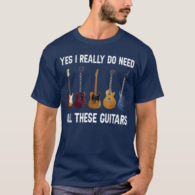 Camiseta Yes I Really Do Need Allhese Guitars friends retro (Frente)