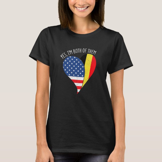 Camiseta Yes, I'm Both Of Them Half American Half Belgian H (Frente)