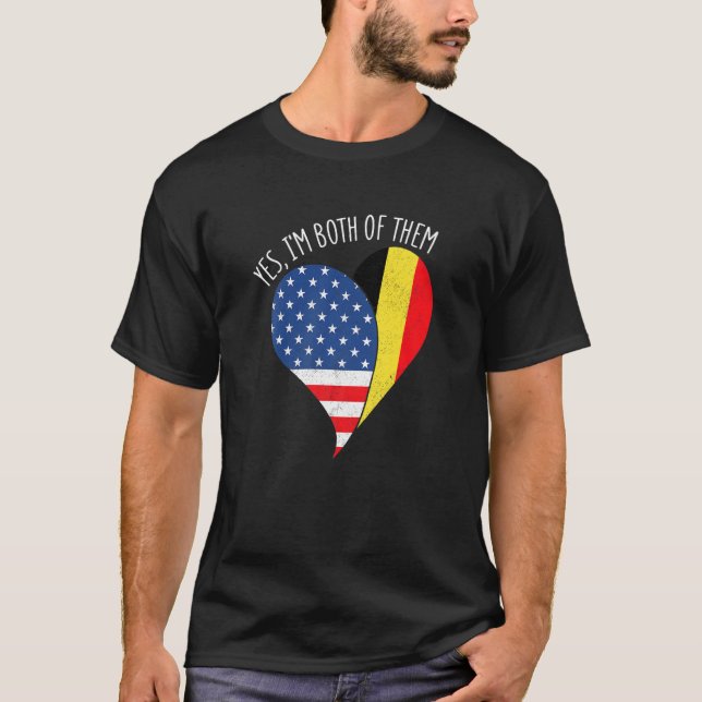 Camiseta Yes, I'm Both Of Them Half American Half Belgian H (Frente)