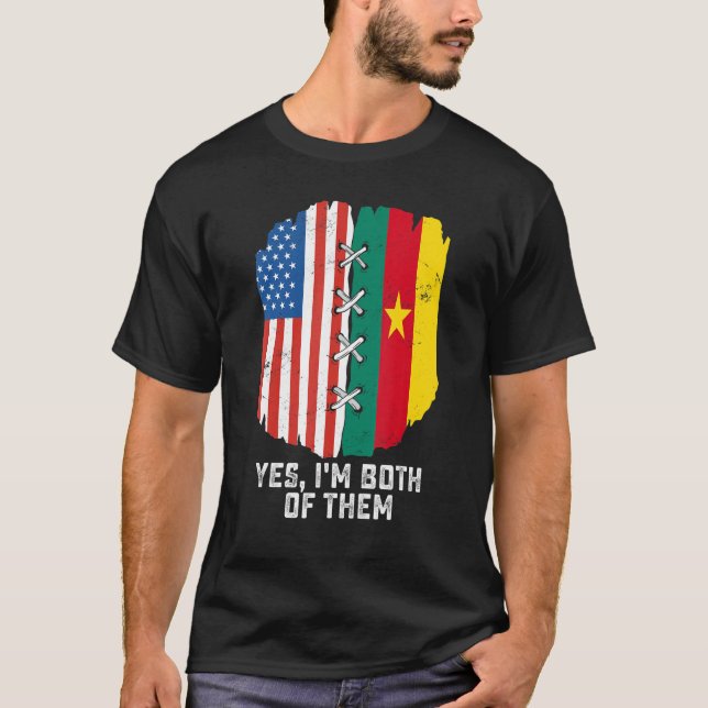 Camiseta Yes I'm Both Of Them Half American Half Cameroonia (Frente)