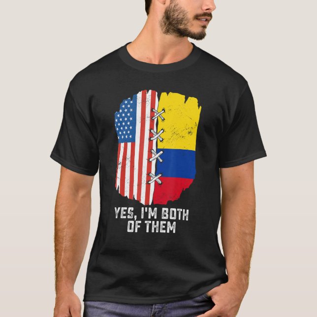 Camiseta Yes, I'm Both Of Them Half American Half Colombian (Frente)