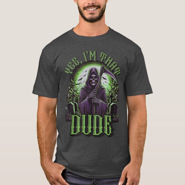 Camiseta Yes Imhat Dude Scary Horror Apparel Funny Cool fam (Frente)