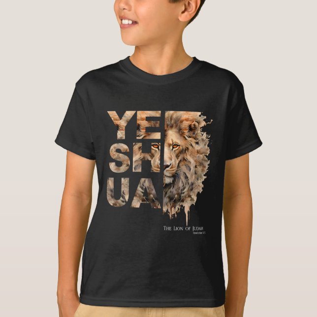 Camiseta Yeshua, Leão de Judá, Jesus, Deus, Versículo Bíbli (Frente)