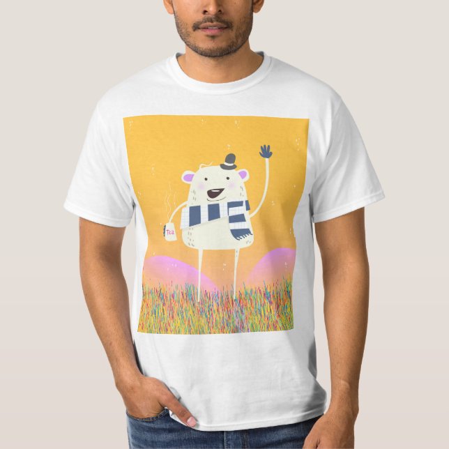 Camiseta Yeti Bonito com uma boa caneca quente de chá (Frente)