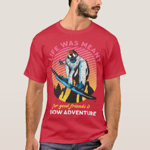 Camiseta Yeti de snowboard engraçado, bons amigos e aventur