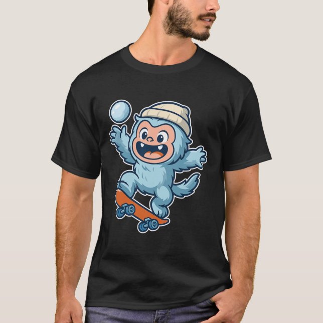 Camiseta Yeti Snowll Skateboard Fun  (Frente)