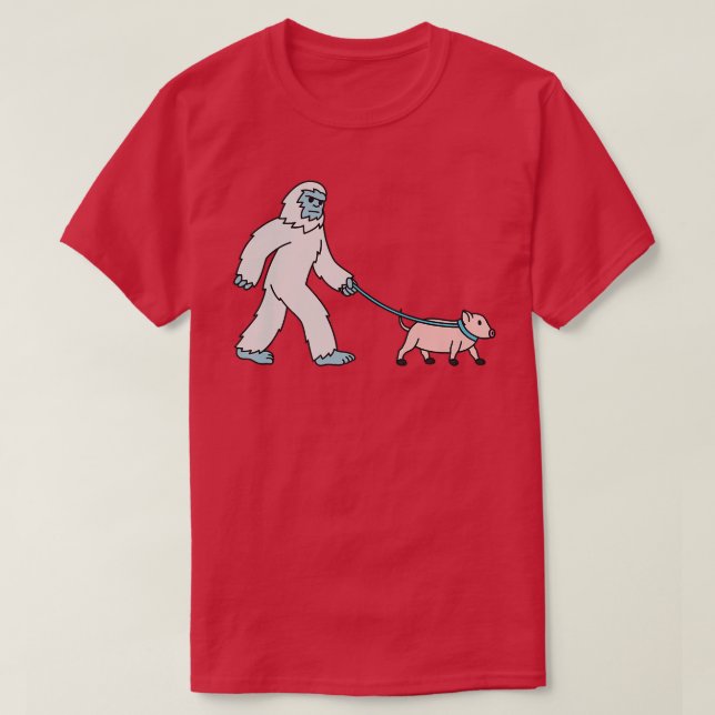 Camiseta Yeti Walking Mini Pig Cryptozoology Pet Premium  (Frente do Design)