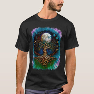 Camiseta Yggdrasil Norse Tree Life Moon Phase Viking Celtic