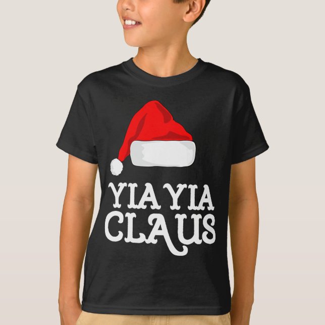 Camiseta Yia-Yia Claus Christmas Hat Group Matching Paja (Frente)