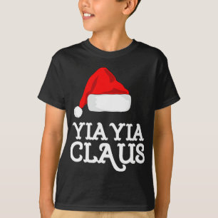 Camiseta Yia-Yia Claus Christmas Hat Group Matching Paja